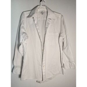 Enro Oxford Dress Shirt Womens 15.5 White Cotton Curved Hem Formal Business